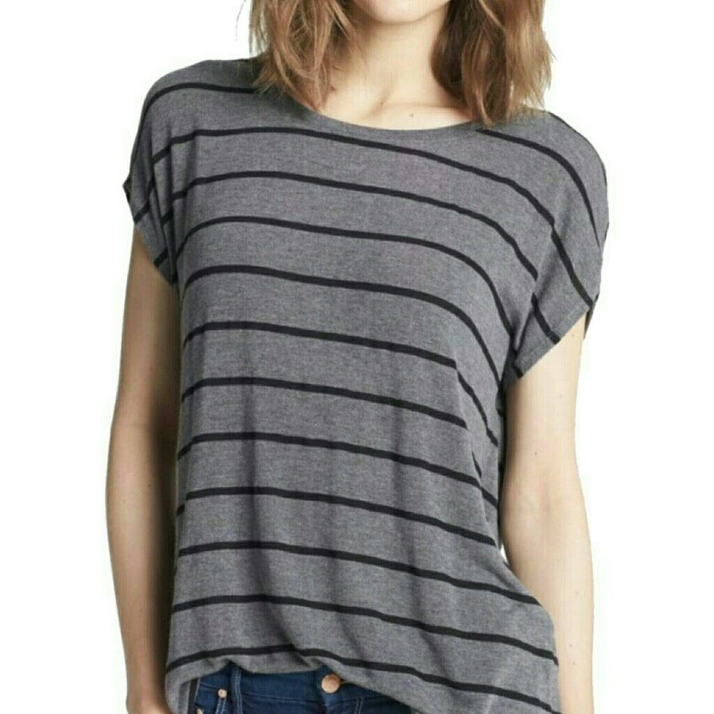 Stem Gray Stripe Back Zip T-shirt Size XS